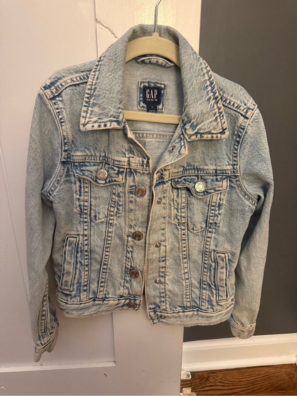 Gap Kids Acid Wash Denim Jean Jacket Light Wash Size S